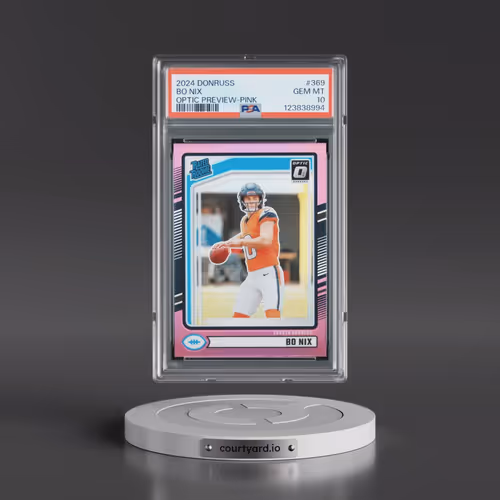 2024 Panini Donruss #369 Bo Nix - Optic Preview-Pink (PSA 10 GEM MINT)