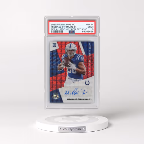 2020 Panini Mosaic Rookie Autographs Mosaic #RA14 Michael Pittman Jr. - Fusion Red Choice (PSA 9 MIN