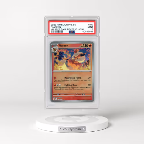 2025 Pokémon Pre EN-Prismatic Evolutions #013 Flareon - Reverse Holo Master Ball (PSA 9 MINT)