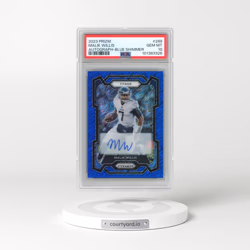 2023 Panini Prizm #289 Malik Willis - Autograph-Blue Shimmer (PSA 10 GEM MINT)