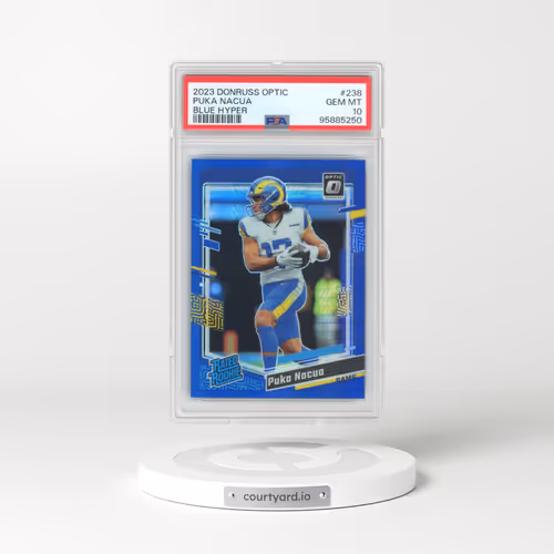 2023 Panini Donruss Optic #238 Puka Nacua - Blue Hyper (PSA 10 GEM MINT)