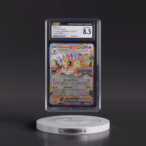 2025 Pokémon Pre EN-Prismatic Evolutions #014 Flareon EX - Holo Surprise Box Exclusive (CGC 8.5 NM-M