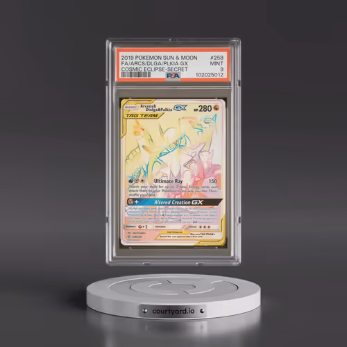 2019 Pokémon Sun & Moon Cosmic Eclipse #258 Arceus & Dialga & Palkia GX - Holo Full Art Secret (PSA
