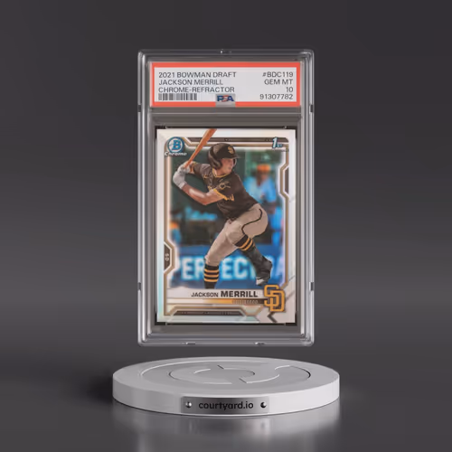 2021 Bowman Draft #BDC119 Jackson Merrill - Chrome-Refractor (PSA 10 GEM MINT)