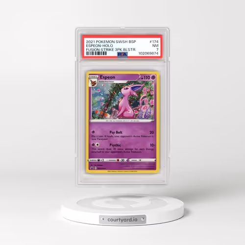 2021 Pokémon Swsh Black Star Promo #174 Espeon - Holo Fusion Strike Three Pack Blisters (PSA 7 NM)
