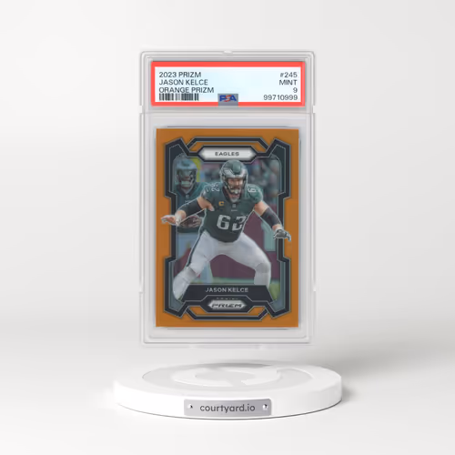 2023 Panini Prizm #245 Jason Kelce - Orange Prizm (PSA 9 MINT)