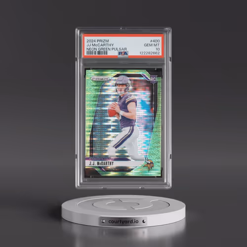 2024 Panini Prizm #400 JJ McCarthy - Neon Green Pulsar (PSA 10 GEM MINT)