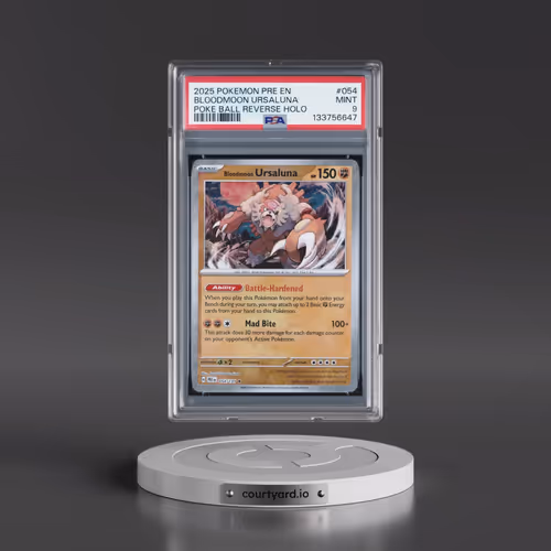 2025 Pokémon Pre EN-Prismatic Evolutions #054 Bloodmoon Ursaluna - Reverse Holo Poke Ball (PSA 9 MIN