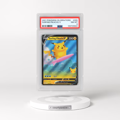 2021 Pokémon Celebrations #008 Surfing Pikachu V - Holo (PSA 8 NM-MT)