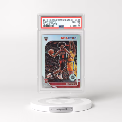 2019 Panini Hoops Premium Stock #204 Coby White - Silver Prizm (PSA 10 GEM MINT)