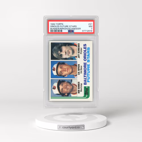1982 Topps #21 Orioles Future Stars - Bonner/Ripken/Schneider (PSA 7 NM)