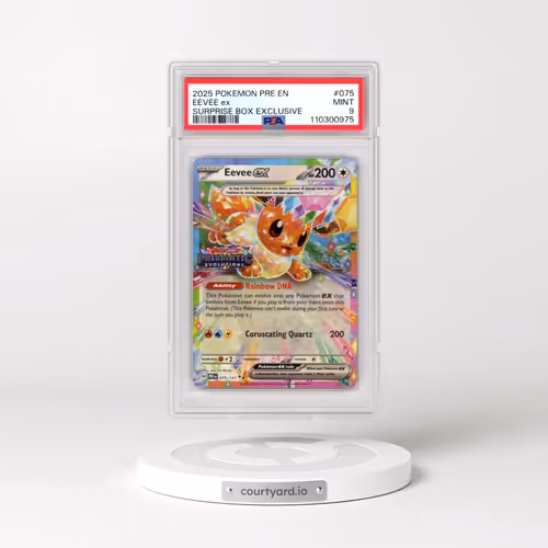 2025 Pokémon Pre EN-Prismatic Evolutions #075 Eevee EX - Holo Surprise Box Exclusive (PSA 9 MINT)