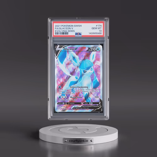 2021 Pokémon Sword & Shield Evolving Skies #174 Glaceon V - Holo Full Art (PSA 10 GEM MINT)