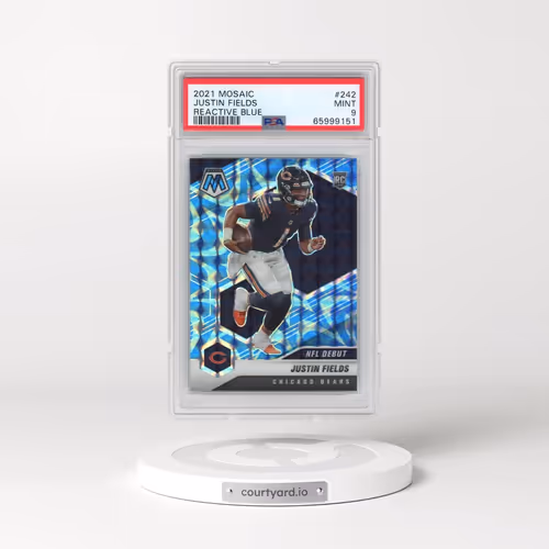 2021 Panini Mosaic #242 Justin Fields - Reactive Blue (PSA 9 MINT)