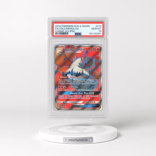 2019 Pokémon Sun & Moon Cosmic Eclipse #213 Volcarona GX - Holo Full Art (PSA 10 GEM MINT)