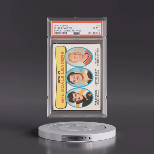 1971 Topps #1 Goal Leaders - Esposito/Bucyk/Hull (PSA 6 EX-MT)