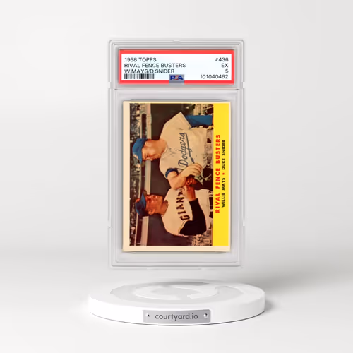 1958 Topps #436 Rival Fence Busters - Willie Mays/Duke Snider (PSA 5 EX)