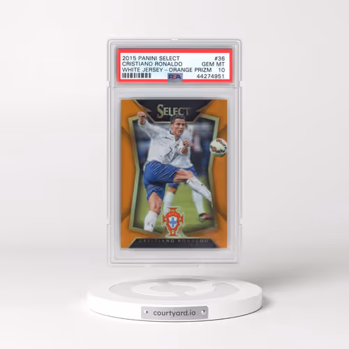 2015 Panini Select #36 Cristiano Ronaldo - White Jersey-Orange Prizm (PSA 10 GEM MINT)