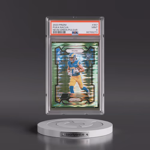2023 Panini Prizm #357 Puka Nacua - Neon Green Pulsar (PSA 9 MINT)