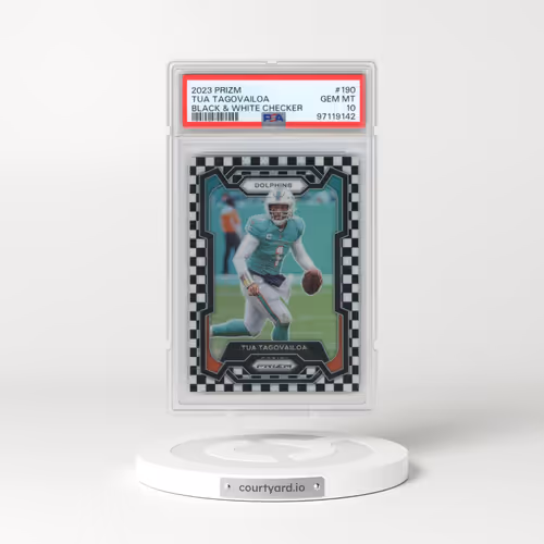 2023 Panini Prizm #190 Tua Tagovailoa - Black & White Checker (PSA 10 GEM MINT)