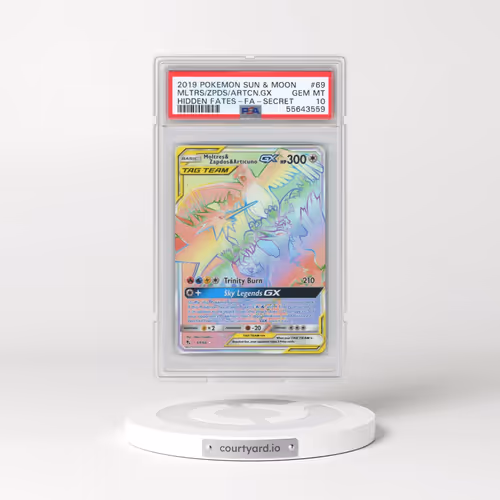 2019 Pokémon Sun & Moon Hidden Fates #69 Moltres & Zapdos & Articuno GX - Holo Full Art Secret (PSA