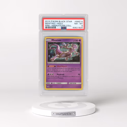 2019 Pokémon SM Black Star Promo #SM214 Mewtwo - Holo Hidden Fates Pin Collection (PSA 8 NM-MT)