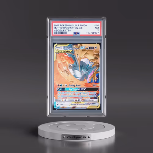 2019 Pokémon Sun & Moon Hidden Fates #44 Moltres & Zapdos & Articuno GX - Holo (PSA 7 NM)