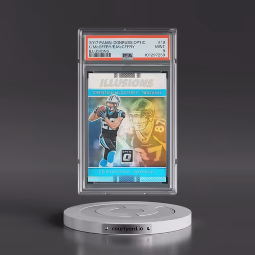 2017 Panini Donruss Optic Illusions #18 Christian McCaffrey/Ed McCaffrey (PSA 9 MINT)