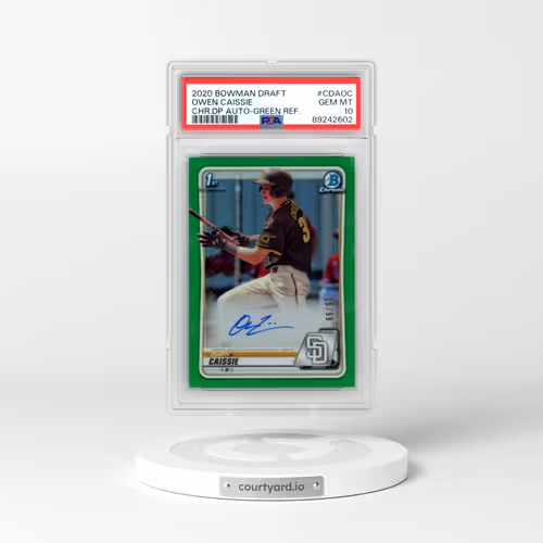 2020 Bowman Draft Chrome Draft Picks Autographs #CDAOC Owen Caissie - Green Refractor (PSA 10 GEM MI