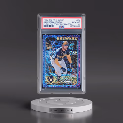 2024 Topps Chrome #161 Jackson Chourio - Purple Speckle Refractor (PSA 10 GEM MINT)
