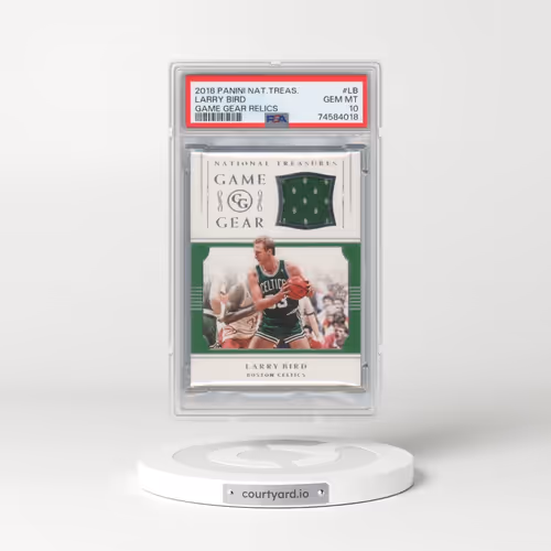2018 Panini National Treasures Game Gear Relics #LB Larry Bird (PSA 10 GEM MINT)