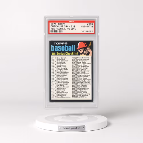 1971 Topps #369 Checklist 394-523 - Red Helmet, No Line (PSA 8 NM-MT)