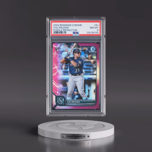 2022 Bowman Chrome #51 Cal Raleigh - Purple Refractor (PSA 8 NM-MT)
