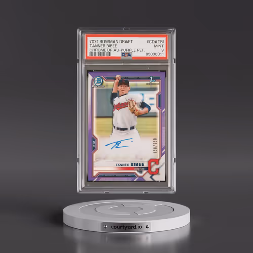 2021 Bowman Draft Chrome Draft Pick Autographs #CDATBI Tanner Bibee - Purple Refractor (PSA 9 MINT)