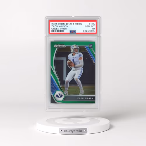 2021 Panini Prizm Draft Picks #105 Zach Wilson - Green Prizm (PSA 10 GEM MINT)