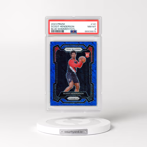 2023 Panini Prizm #141 Scoot Henderson - Blue Shimmer Fotl (PSA 8 NM-MT)