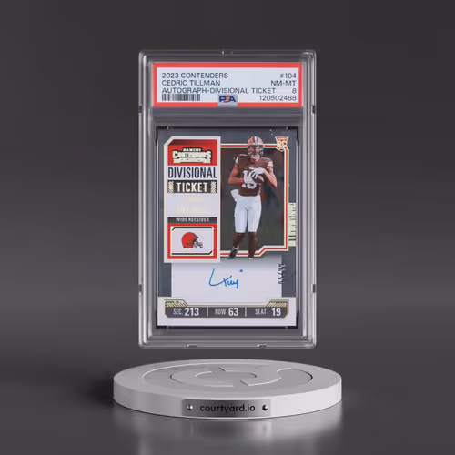 2023 Panini Contenders #104 Cedric Tillman - Autograph-Divisional Ticket (PSA 8 NM-MT)