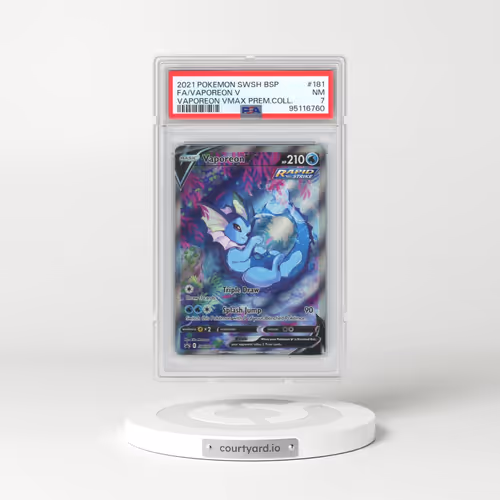 2021 Pokémon Swsh Black Star Promo #181 Vaporeon V - Holo Full Art Vaporeon Vmax Premium Collection (PSA 7 NM)