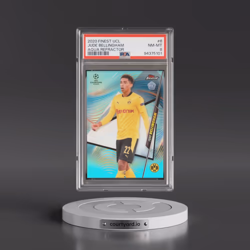 2020 Topps Finest UEFA Champions League #6 Jude Bellingham - Aqua Refractor (PSA 8 NM-MT)