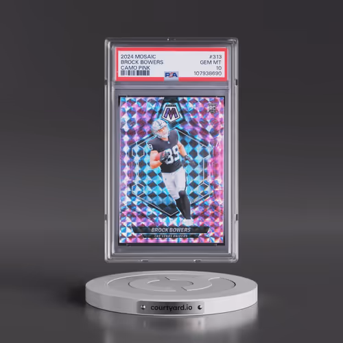 2024 Panini Mosaic #313 Brock Bowers - Camo Pink (PSA 10 GEM MINT)