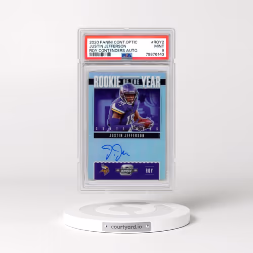 2020 Panini Contenders Optic Rookie of the Year Contenders Autographs #ROY2 Justin Jefferson (PSA 9