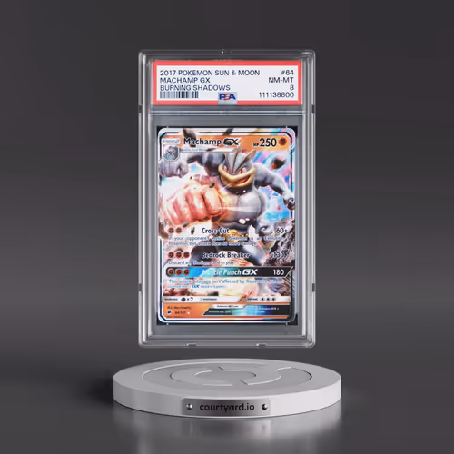 2017 Pokémon Sun & Moon Burning Shadows #64 Machamp GX - Holo (PSA 8 NM-MT)