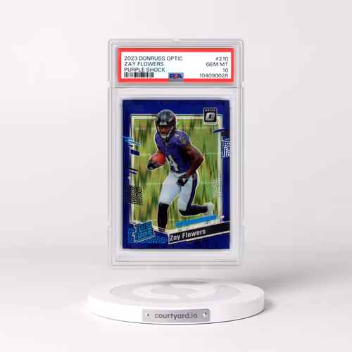 2023 Panini Donruss Optic #210 Zay Flowers - Purple Shock (PSA 10 GEM MINT)
