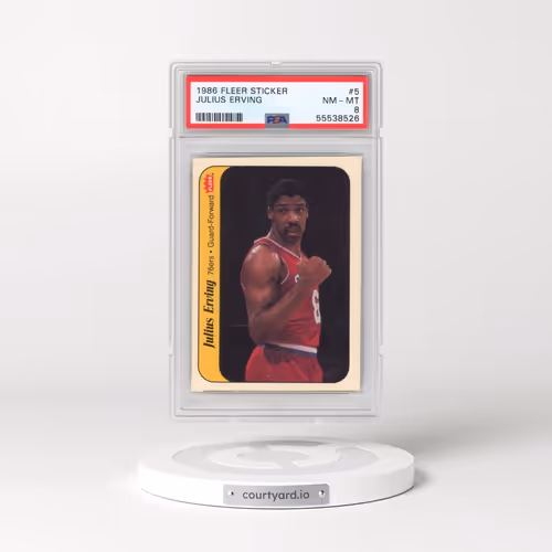 1986 Fleer Sticker #5 Julius Erving (PSA 8 NM-MT)