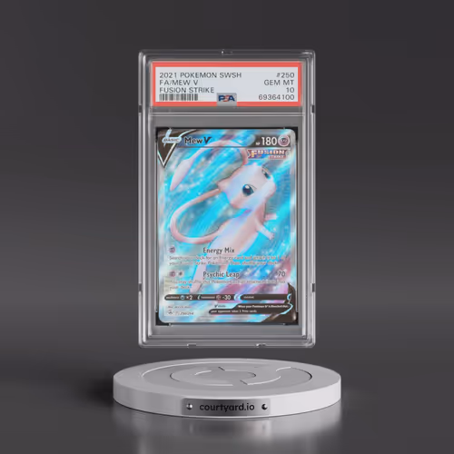 2021 Pokémon Sword & Shield Fusion Strike #250 Mew V - Holo Full Art (PSA 10 GEM MINT)