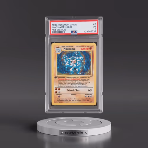 1999 Pokémon Game #8 Machamp - 1st Edition Holo (PSA 3 VG)