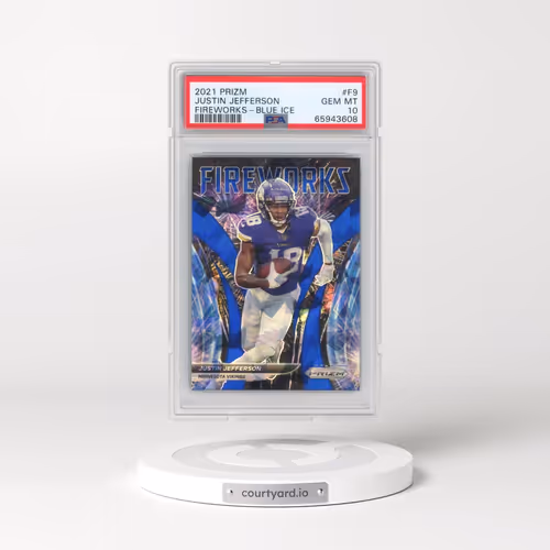 2021 Panini Prizm Fireworks #F9 Justin Jefferson - Blue Ice (PSA 10 GEM MINT)