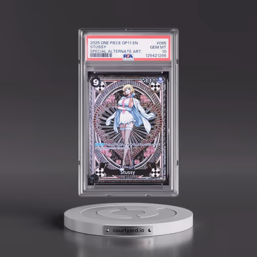 2025 One Piece OP11-A Fist of Divine Speed #085 Stussy - Special Alternate Art (PSA 10 GEM MINT)