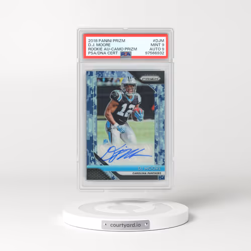 2018 Panini Prizm Rookie Autographs #DJM DJ Moore - Camo Prizm (PSA 9 MINT)