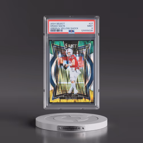 2024 Panini Select #27 Drake Maye - Green & Yellow Shock (PSA 9 MINT)